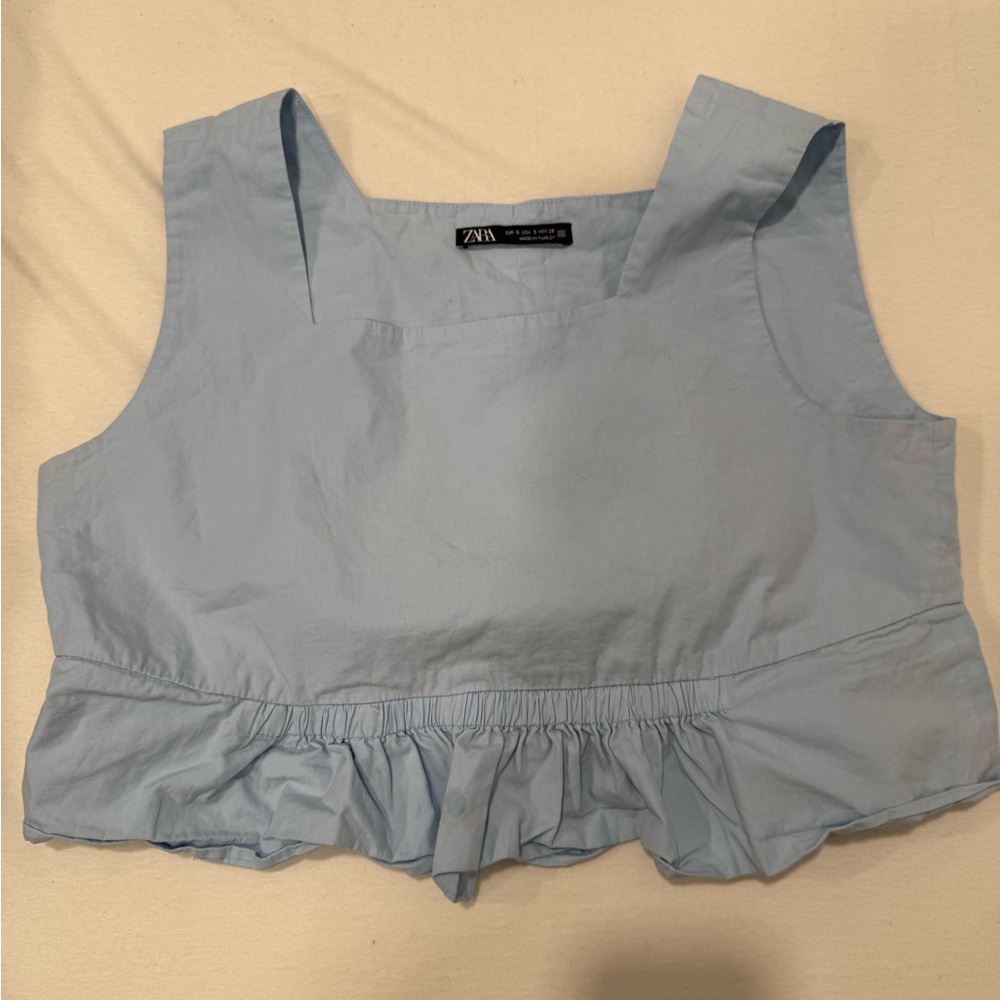 Zara Sky Blue Ruffle Tank Top